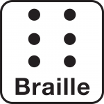 A képen Braille felirat látható, felette pedig 6 pont