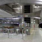 A képen a Kálvin tér metróállomás azon része látható, ahol az M3 metró felé át lehet szállni az M4 metróról