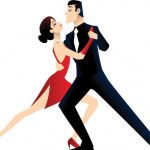 A képen egy elegáns nő és egy elegáns férfi táncol