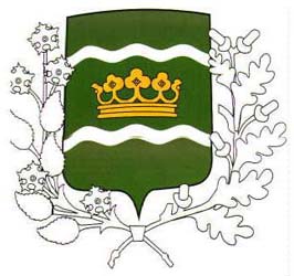 A képen a kerület címere látható, melyen egy korona látható, két patakot jelképező sávval