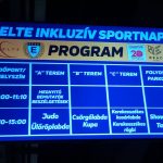 A képen egy digitális plakát hirdeti az ELTE inklúzív sportnapját, melyre kiteleült az újbudai klub