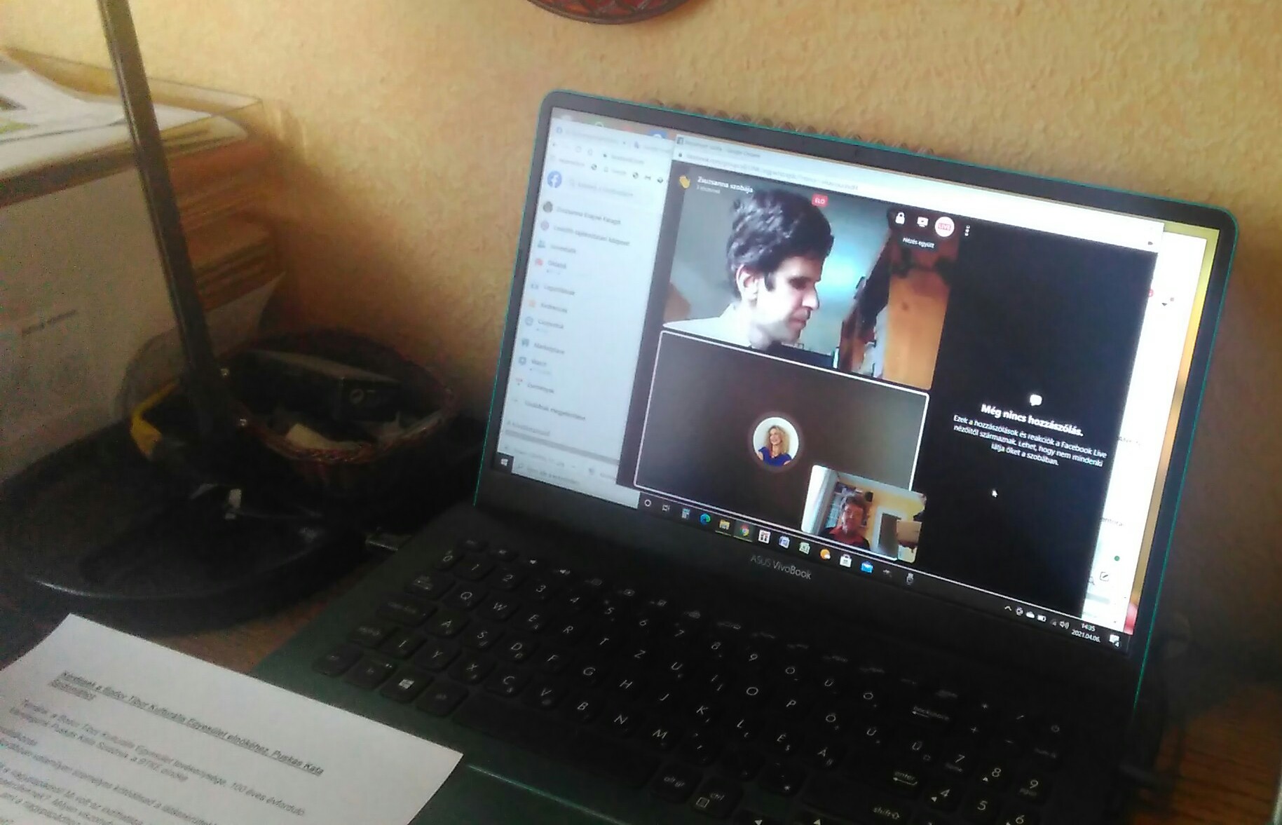 Az online klubnap képernyőfotója