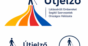 A képen a hálózat logója látható: több irányból érkező, színes vezetősávok kapcsolódnak össze egy ponton, és egy vak emberhez vezetnek, jelezve az emberek sokszínűségét és a közös célt.