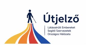 A képen a hálózat logója látható: több irányból érkező, színes vezetősávok kapcsolódnak össze egy ponton, és egy vak emberhez vezetnek, jelezve az emberek sokszínűségét és a közös célt.