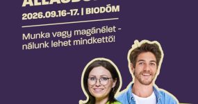 Az állásbörze plakátja, melyen két személy is látható.